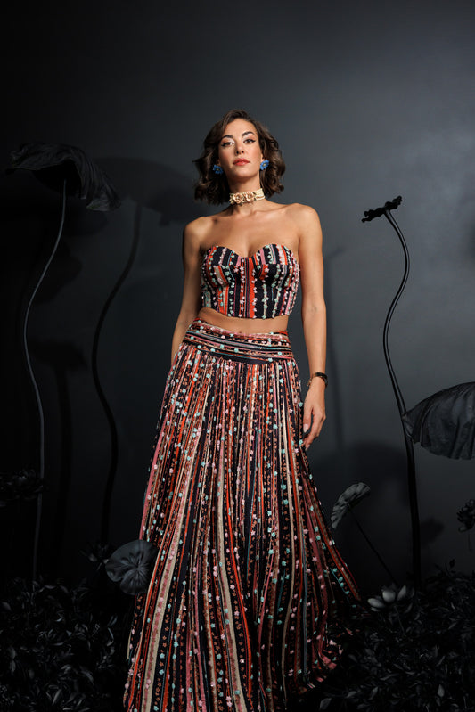 Nocturnal Glam lehenga With Corset