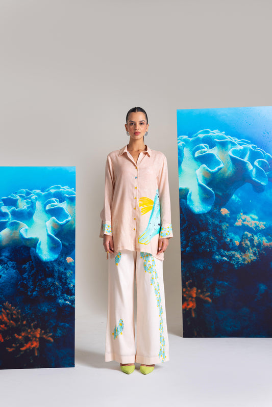 Can't Get Enough Of Ocean Printed Shirt With  Pants