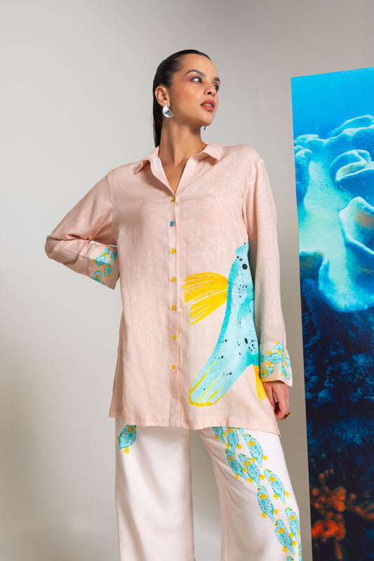 Can't Get Enough Of Ocean Printed Shirt With  Pants