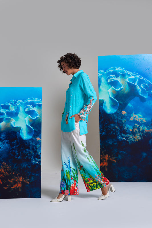 Aquatic Shirt With Reefing With The Romance Pants