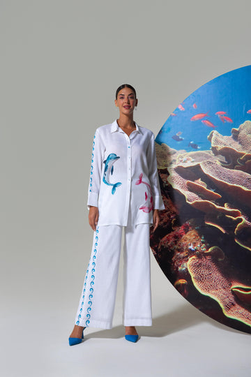 Flirty Dolphins Printed Shirt With  Pants