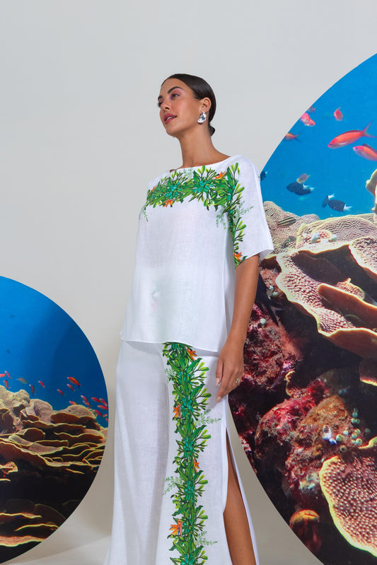 Sea Weed Printed Top With Pants