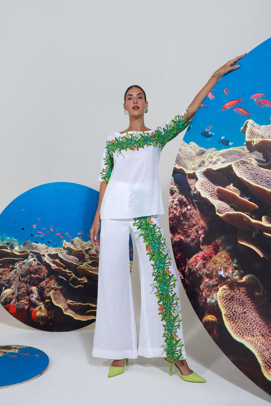 Sea Weed Printed Top With Pants