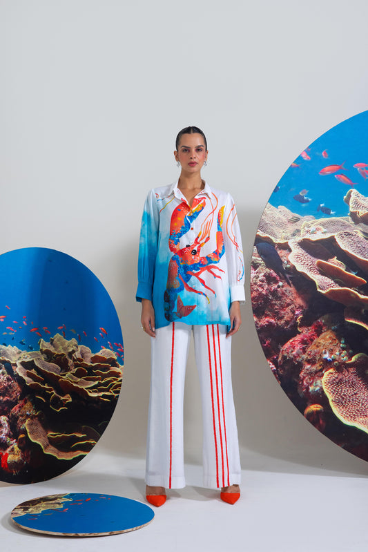 Naughty Lobster Printed  Shirt With  Pants