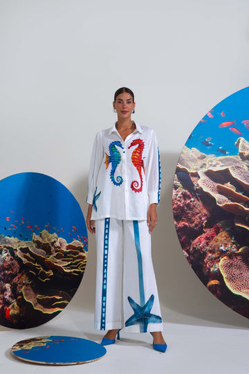 Dancing Sea Horse Printed Shirt With  Pants