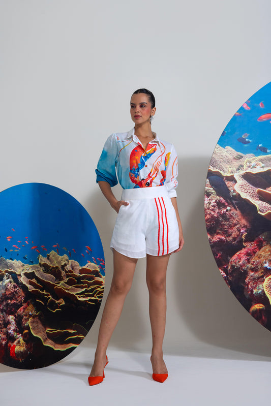 Bold & Daring  Lobter Printed Shirt With Shorts