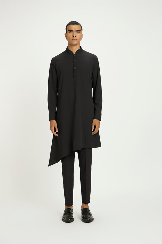 Raven Black Minimalist Kurta Set