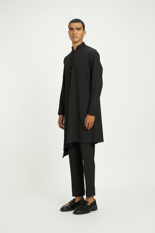 Raven Black Minimalist Kurta Set