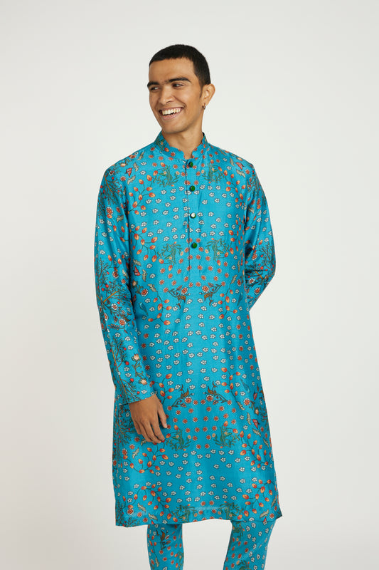 Moonlit Blue Accents Kurta Set