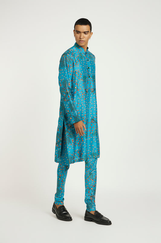 Moonlit Blue Accents Kurta Set