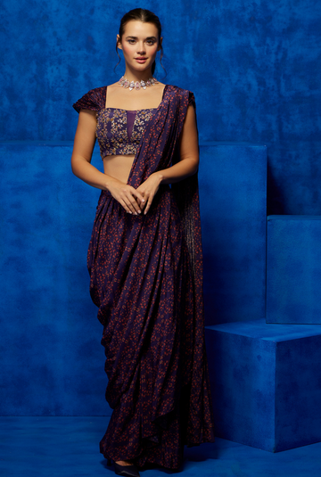 Amethyst Blossom- Drape Saree