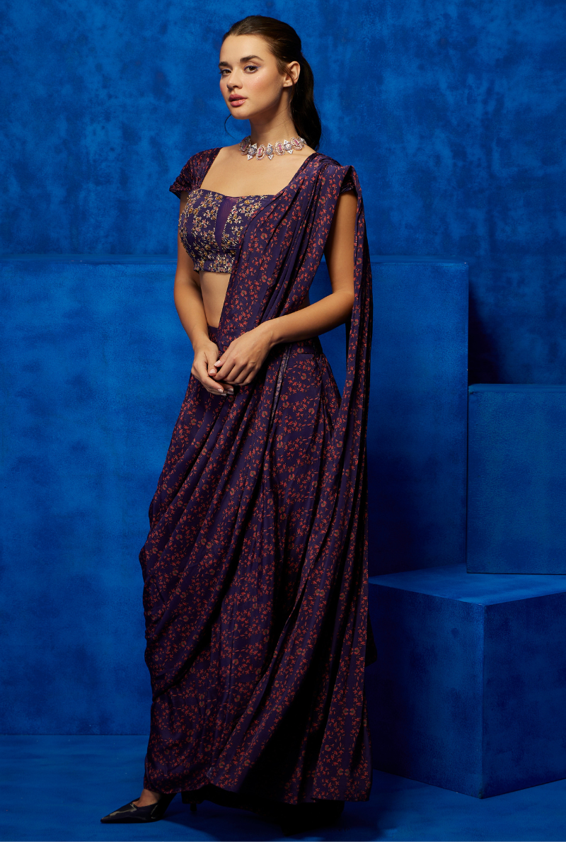 Amethyst Blossom- Drape Saree 2