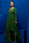 Emerald Bloom- Floral Asymmetric Dress 2