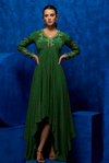 Emerald Bloom- Floral Asymmetric Dress