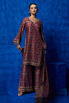 Pink High Slitted Tunic with wide Leg Pant  with Dupatta