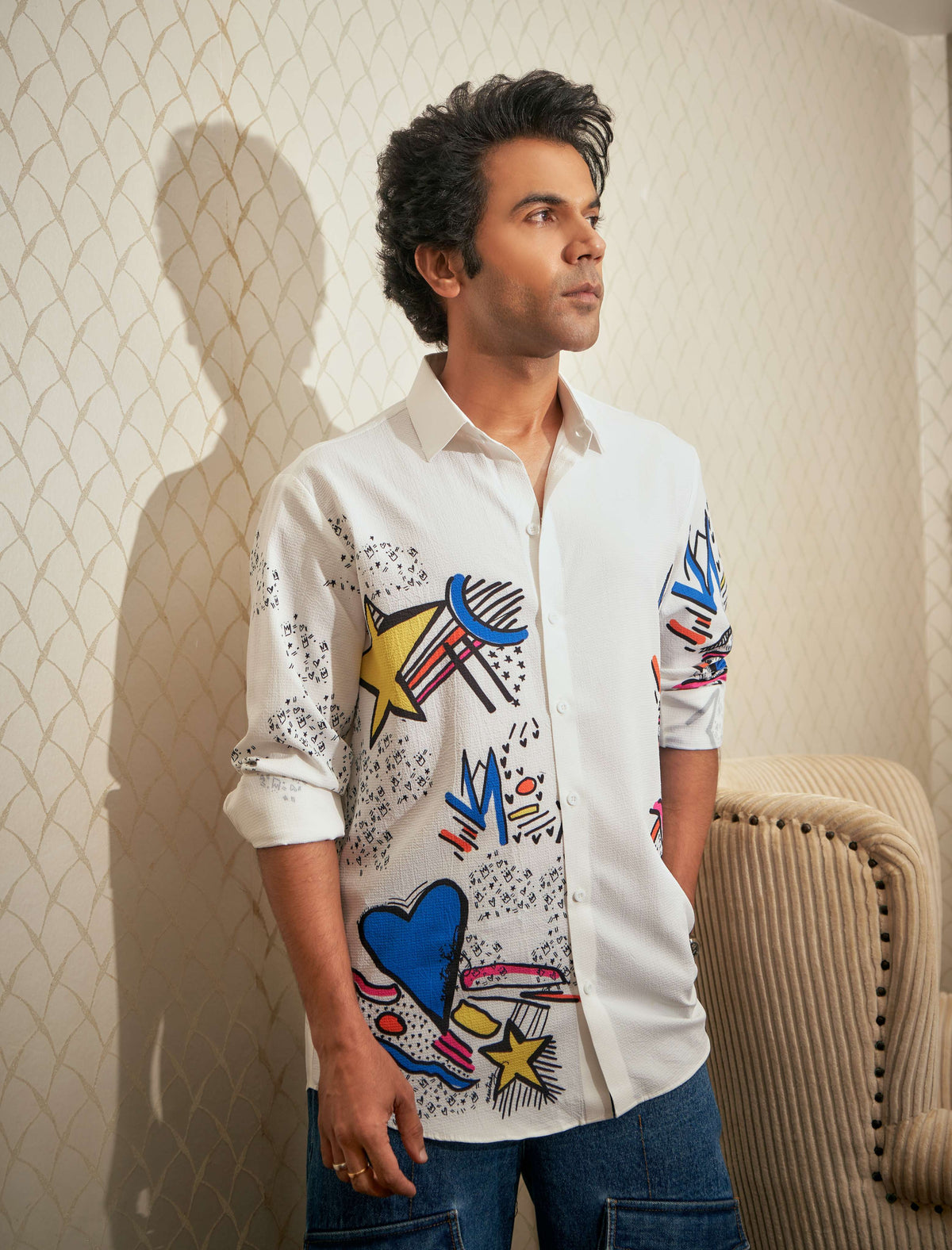 Shp Raj Kumar Rajkumar Rao in our Gardenia Shirt - Nautanky