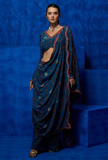 Tapestry- Teal Drape saree