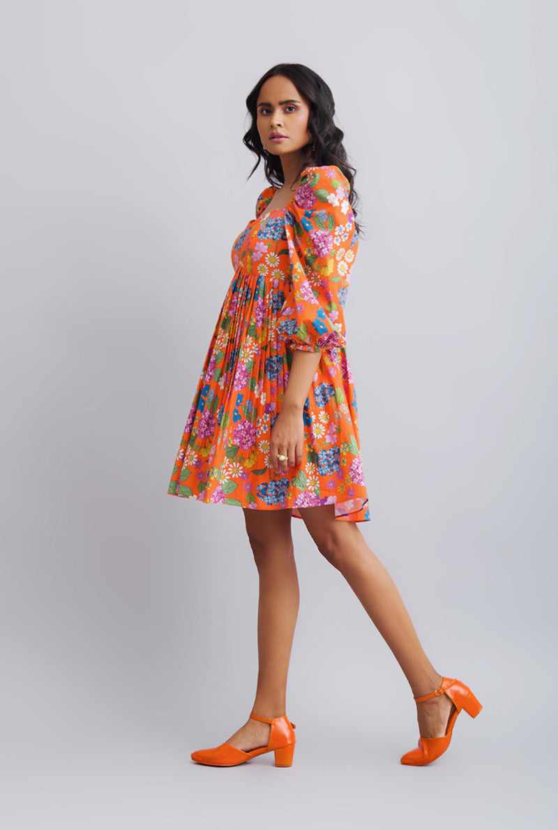 Puffed Sleeved Dress - Contemporary Ethnic Wear