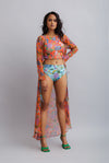 PRINTED REVERSIBLE BIKINI WITH PRINTED CAPE - SUNSHINE ON MY MIND