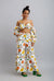 Printed Ballon Sleeved Tube Top With Wide Leg Pants - BLISSFUL