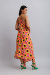 Sunflower Printed Drape Dress - Women Designer Wear