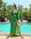Karishma Tanna in our green shirt and slit skirt set