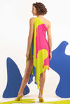 Lime-Hot Pink-Blue Women Drape Dress - HAVIN’ A MOMENT