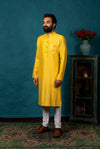 yellow embroidered kurta