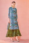 TEAL HALF AND HALF KURTA SET