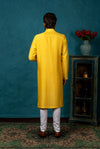 yellow embroidered kurta men