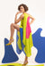 Lime-Hot Pink-Blue Women Drape Dress - Designer Dresses for Women 