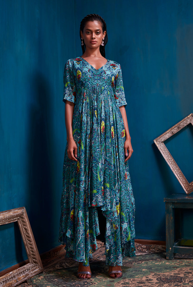 Teal High Low Maxi by Nautanky