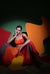Orange-Grey-Red Women Bustier with Wide Legged Pants - Eclectic Dream