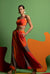 Orange-Grey-Red Women Bustier with Wide Legged Pants - Eclectic Dream