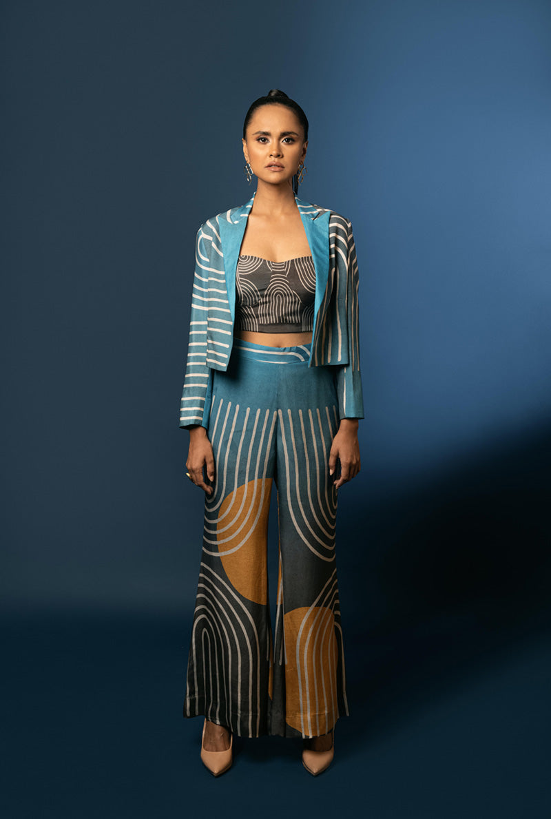 Cropped Jacket With Bustier And Bell Pants - CEO