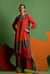 Orange-Grey-Red Women Asymmetric Tunic with Slitted Pants - GIRL ON THE GO