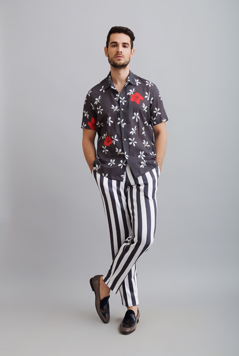 PRINTED NOTCH COLLAR SHIRT WITH TROUSER - A SUMMER SONG