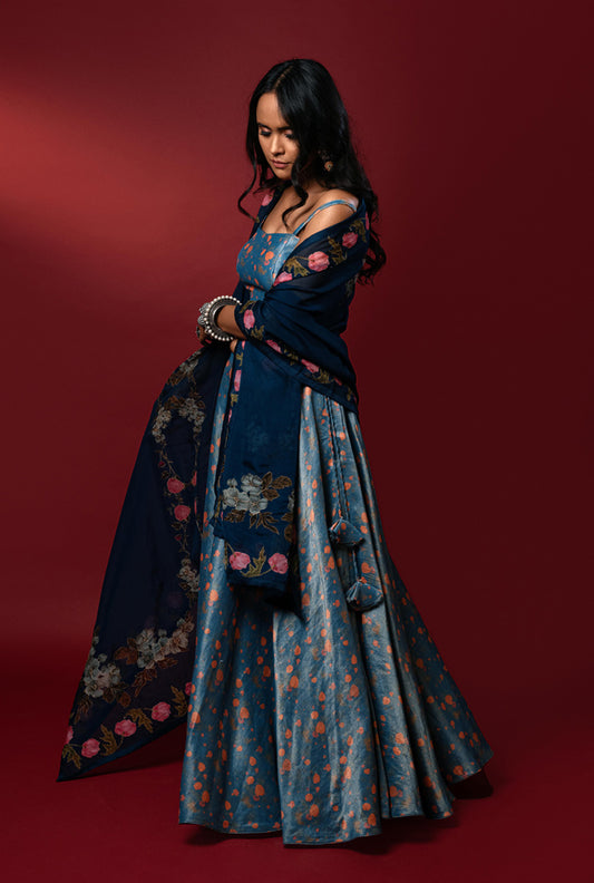 Noor Midnight Blue Lehenga