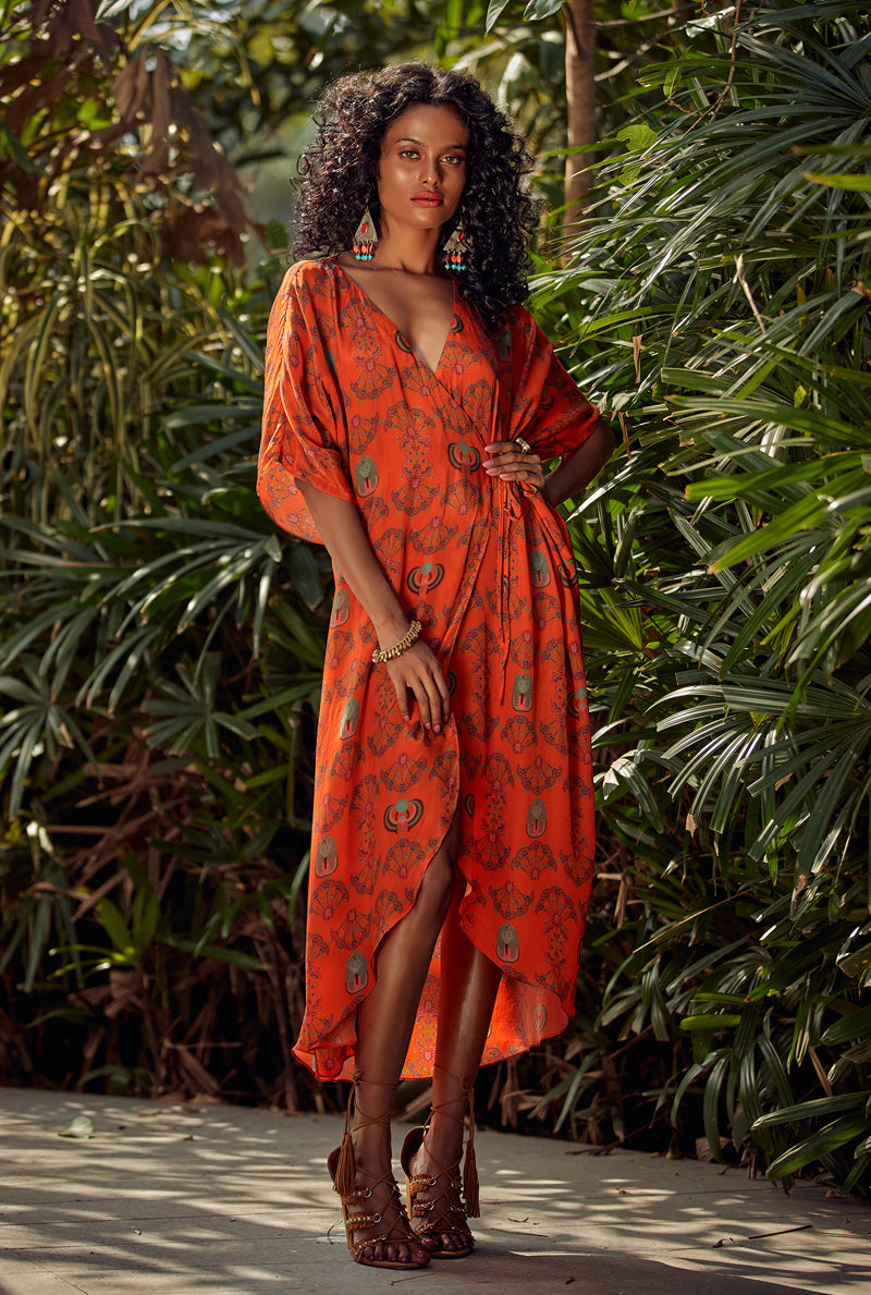 Orange Wrap Kaftan