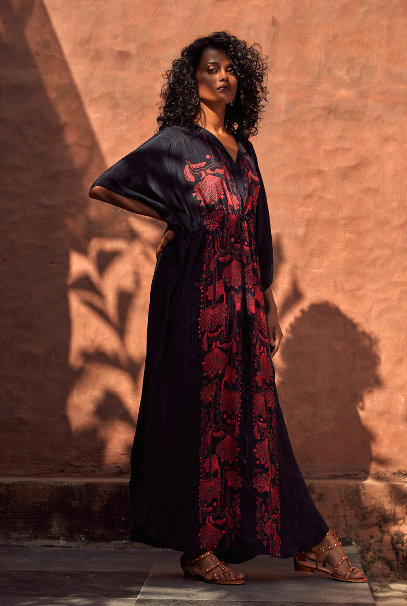 Maya Black Kaftan Dress – Pinklay