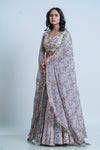 FLOWER PRINTED LEHNGA WITH SILK HAND EMBROIDERED DUPATTA