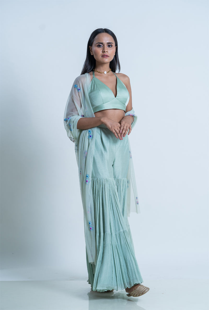 Mint Columbine Sharara set