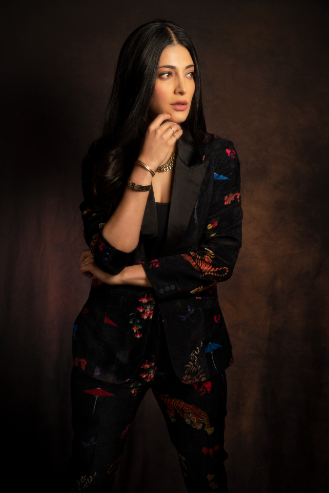 Shruti Hasan in our tiger print pantsuit